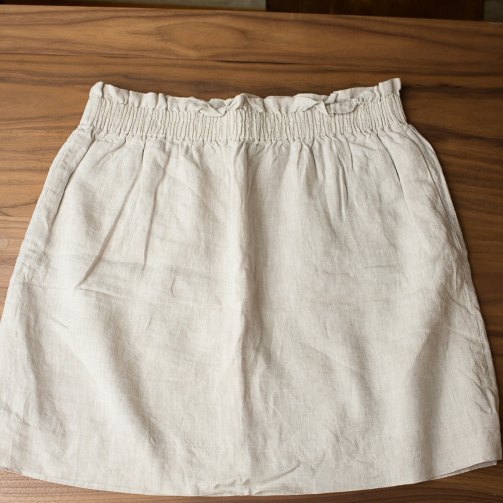 J Crew: Cream Linen Skirt SZ 14